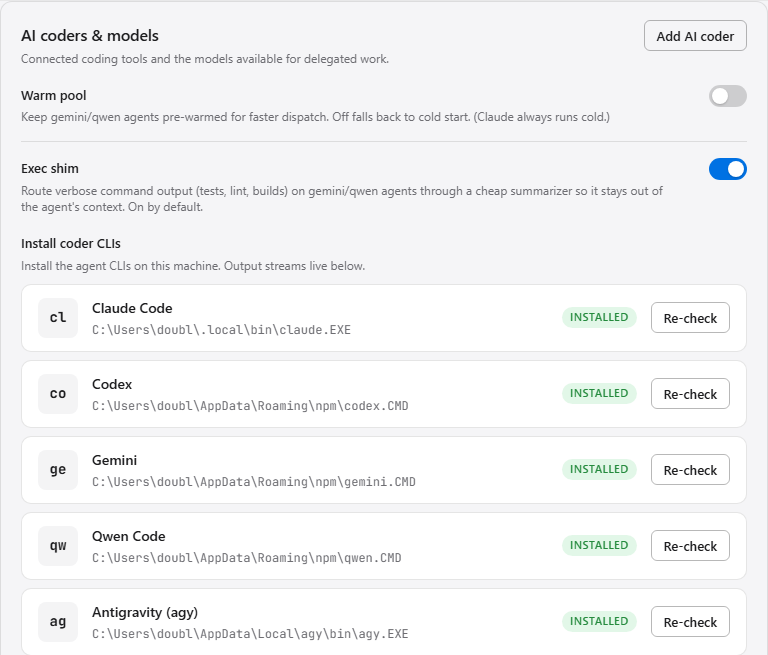 The list of AI assistants, one with an Install button.