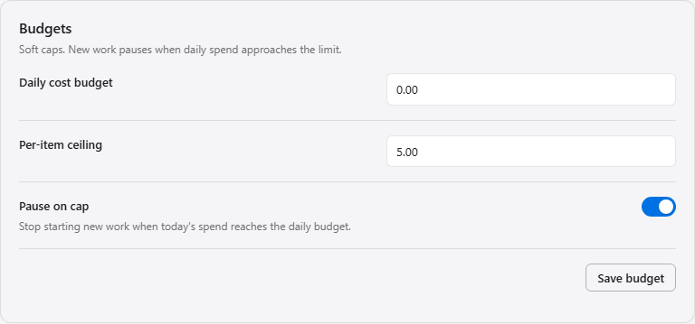 The budget settings.