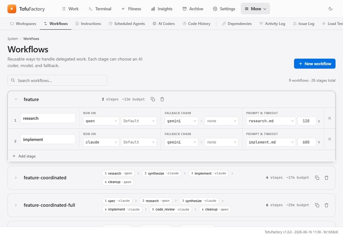 The pipeline builder with drag-to-reorder steps.